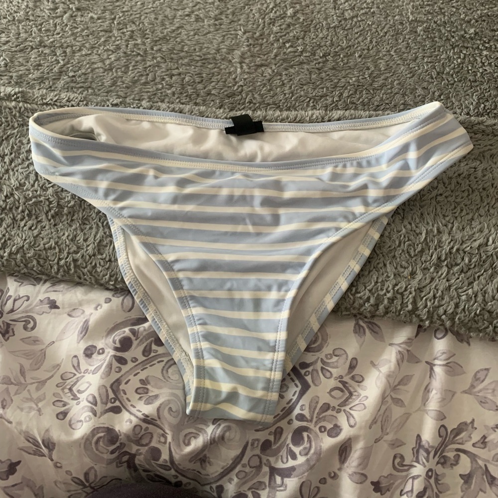 PACSUN: Light Blue & White Striped Bikini Bottoms